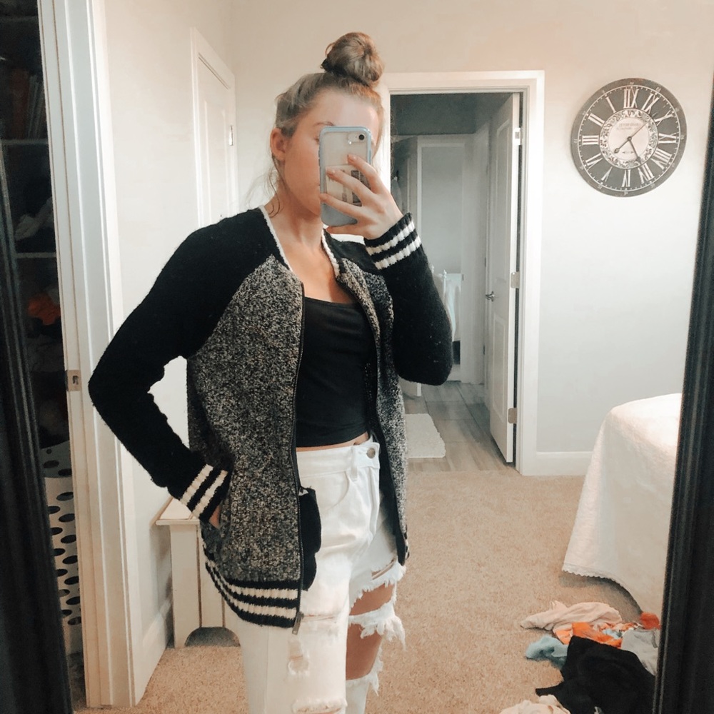 Black and white zip up jacket